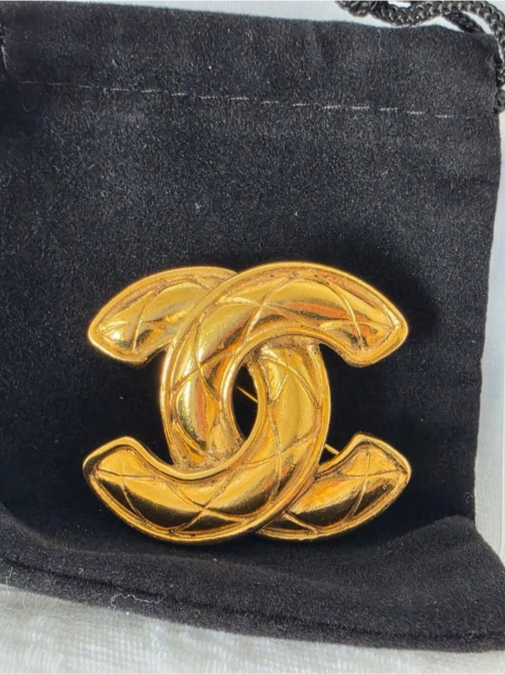 Vintage Chanel CC Brooch 24 Karat Gold Plated Logo